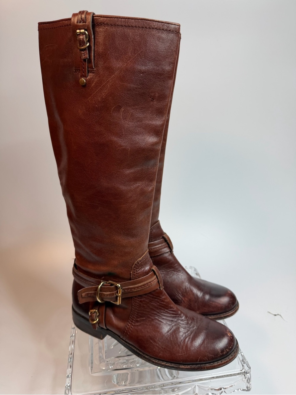 Bince Camuto Brown Leather Knee-High Riding Boots 8